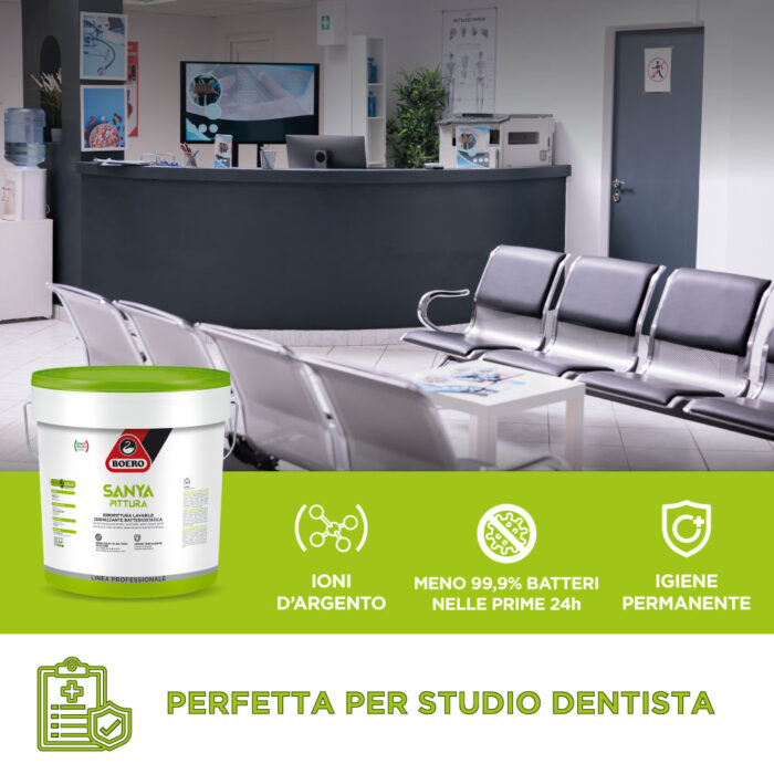 Pittura Sanya Boero igienizzante anti batteriostatica, perfetta per sala di attesa