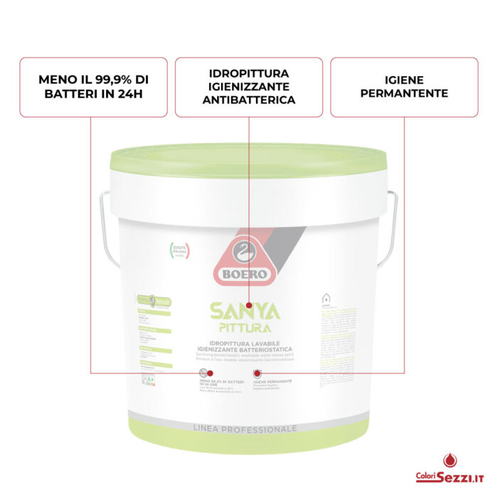 Sanya Pittura Boero Lavabile Igienizzante Batteriostatica