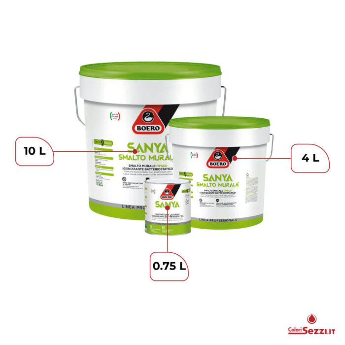 Sanya Smalto Murale Boero con Certificaznone HACCP, igienizzante batteriostatica litraggio